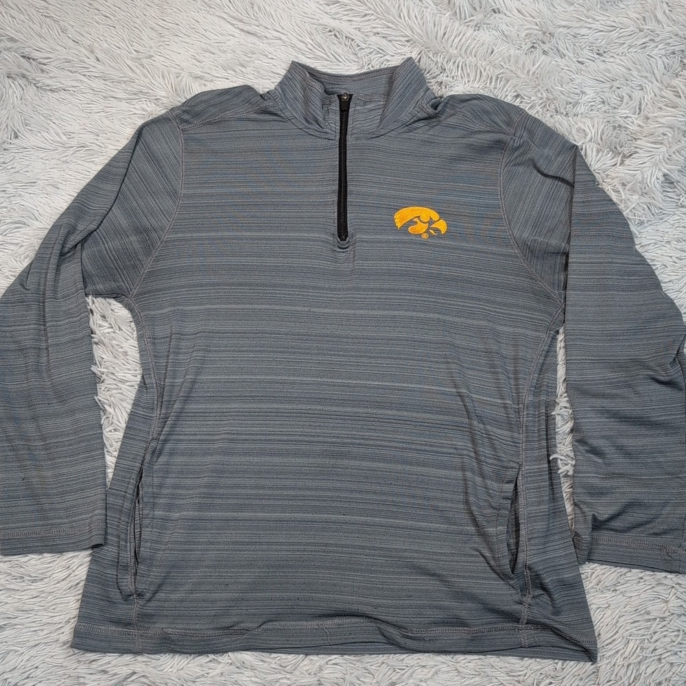 Iowa Hawkeyes Shirt Mens M Gray University Athletic Pockets Casual Half Zip